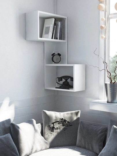 Decortie Part Угловая настенная полка, Турция — DCRT38-MKT654-БЕЛЫЙ