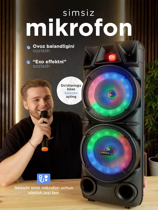 Kalonka karaoke, Bluetooth simsiz portativ dinamik, mikrofonli musiqa kalonkasi