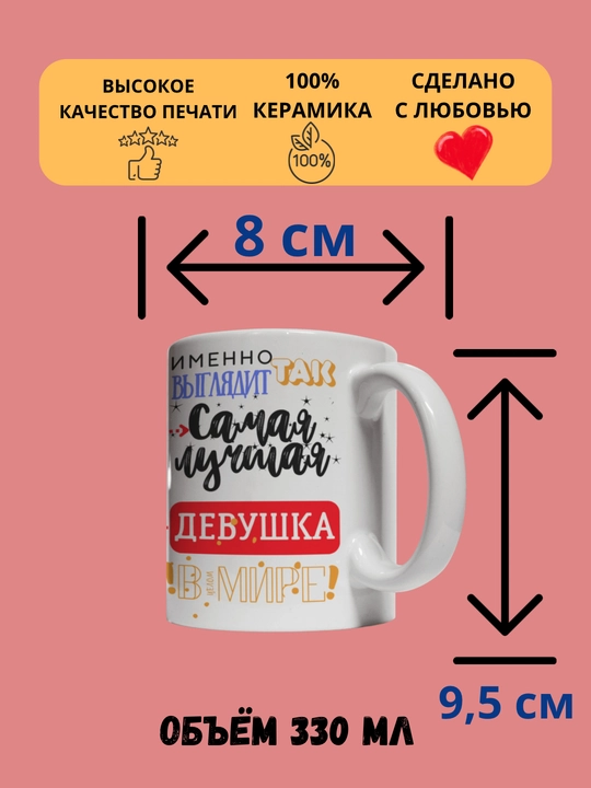 Кружка в подарок, с принтом, керамическая, бокал, для Папы, Мамы, Жене