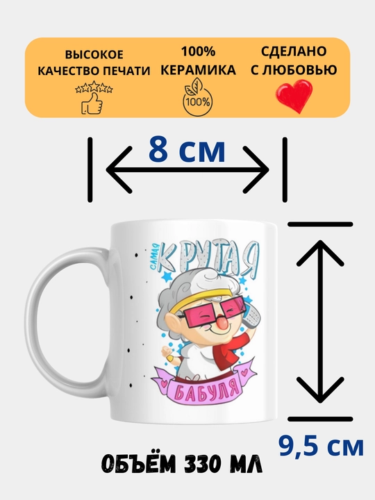 Кружка в подарок, с принтом, керамическая, дедушке, маме, бабушке