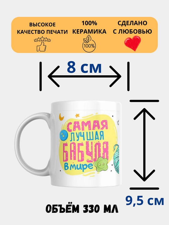 Кружка в подарок, с принтом, керамическая, Дедушке, Маме, Подарок, Бабушке