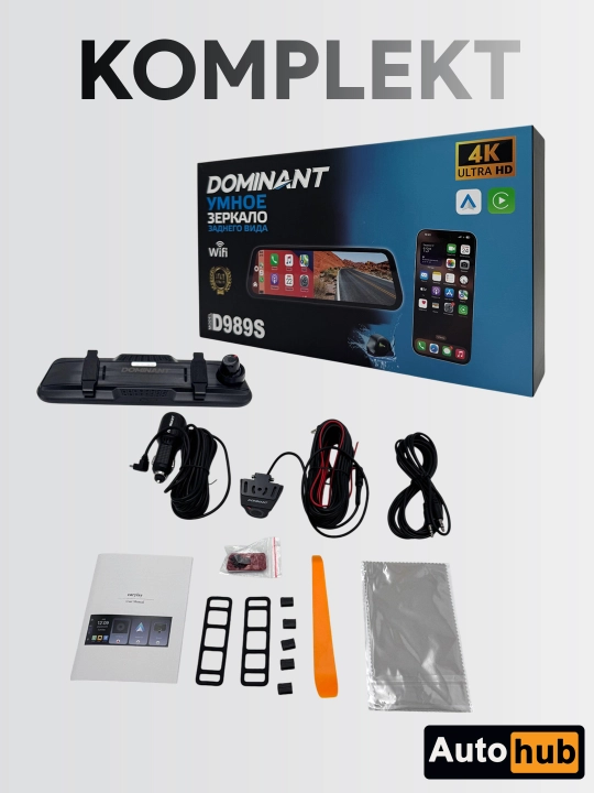Videoregistrator Dominant D989S 4K, sensor ekranli va Wi-Fi bilan