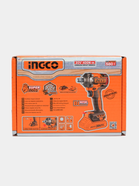 Simsiz cho'tkasiz gayka buragich INGCO CIWLI20401 INDUSTRIAL 20V 1/2" 400 Nm