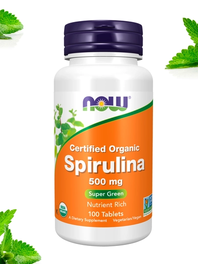 NOW FOODS, Спирулина 500 мг в таблетках, Халяль — NOWORIG-SPIRULN-2696