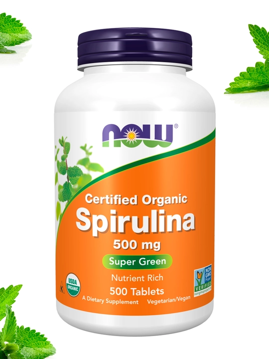 NOW FOODS, Spirulina 500 mg tabletkalarda, Halol