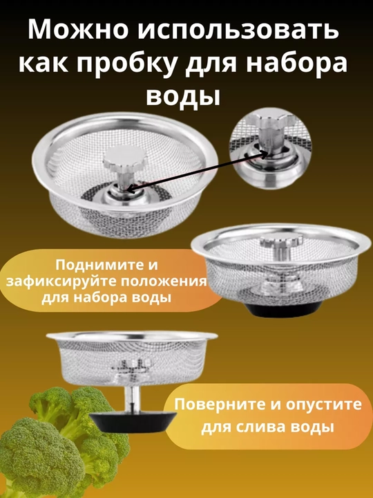 Сетчатый фильтр для слива раковины, улавливающий мусор, из нержавеющей стали