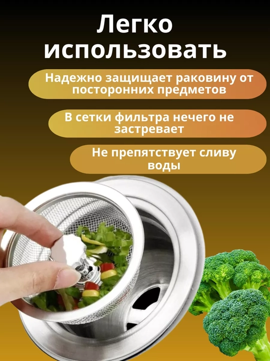 Сетчатый фильтр для слива раковины, улавливающий мусор, из нержавеющей стали