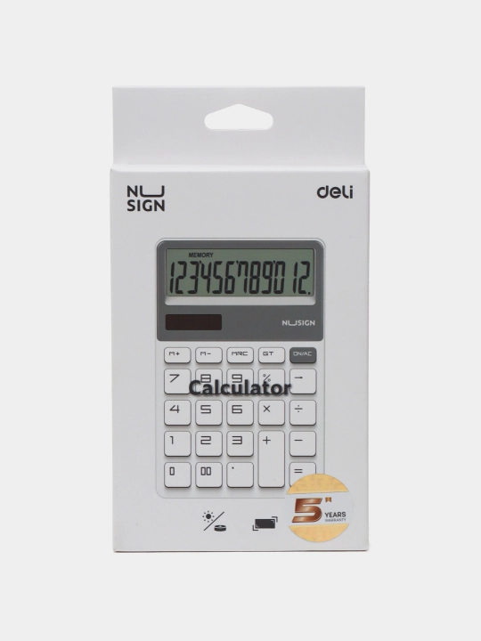 Калькулятор Deli NS042, белый, 12 разрядов, настольный, 163×106×20 мм - 