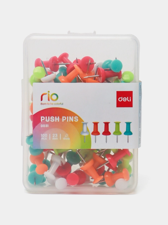 Deli E0031 rangli kanselyariya knopkalari, 100 dona, doska uchun