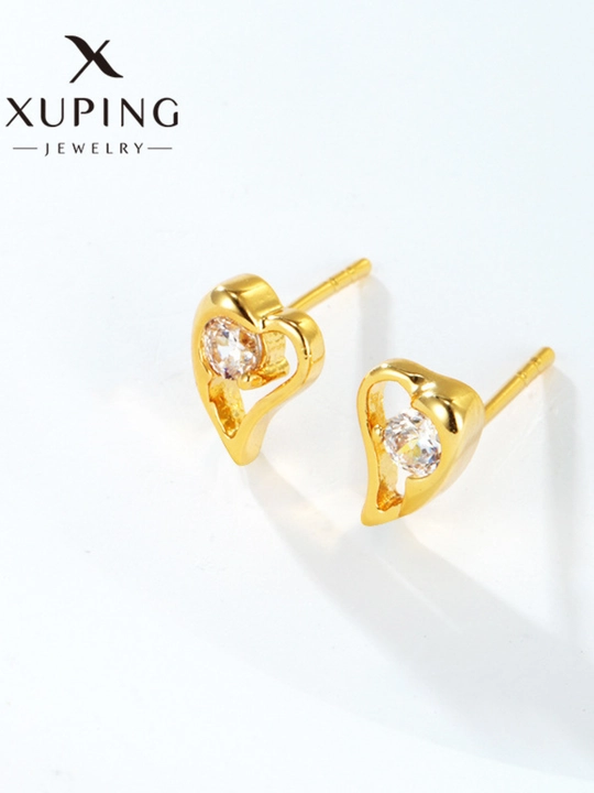 Серьги Xuping с фианитом в форме сердца, гипоаллергенный сплав