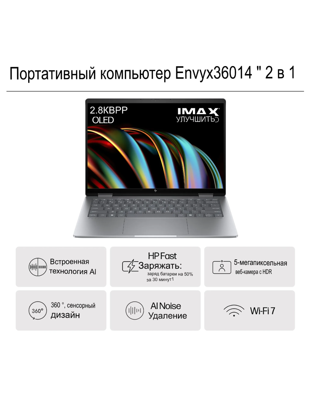 Ноутбук HP Envy x360 14"/  CORE 5-120U / LPDDR5 16ГБ / SSD 512ГБ barmoq izi за 10780000 сум со скидкой 2%. Uzum Market