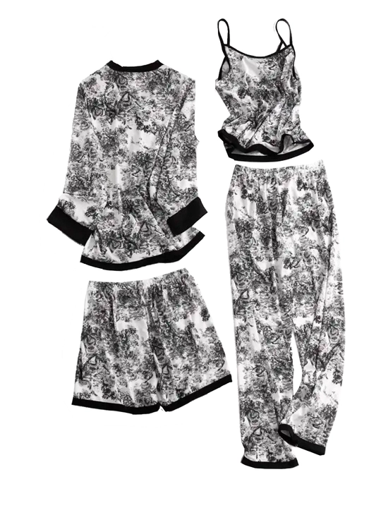 Ayollar pijama to'plami, 4 tasi 1 da, pijama, paxta, XB, pijama, 100% paxta