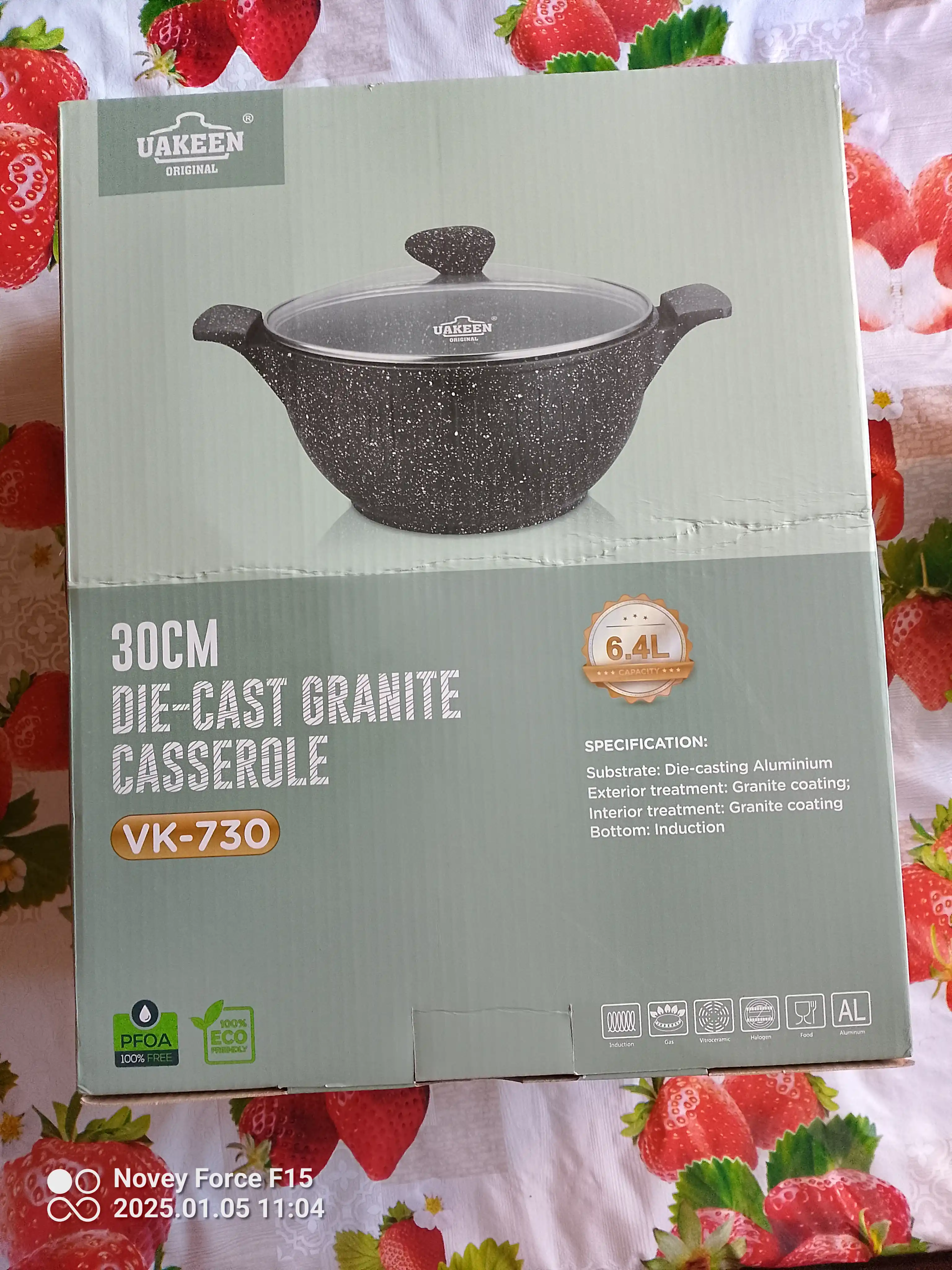 Казан антипригарный с крышкой UAKEEN Casserole, 26/28/30/32/34 см