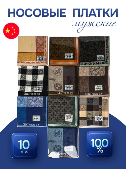 POLO, мужские платки, набор, 10 штук — BZCLASS-POLODS