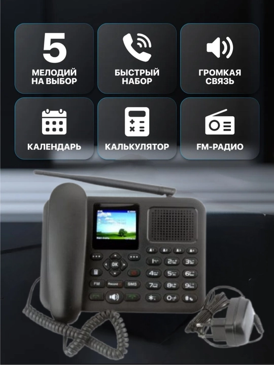Домашний телефон с двумя SIM-картами DLNA ZT9000 GSM цветной экран, запись звонков, черный - 