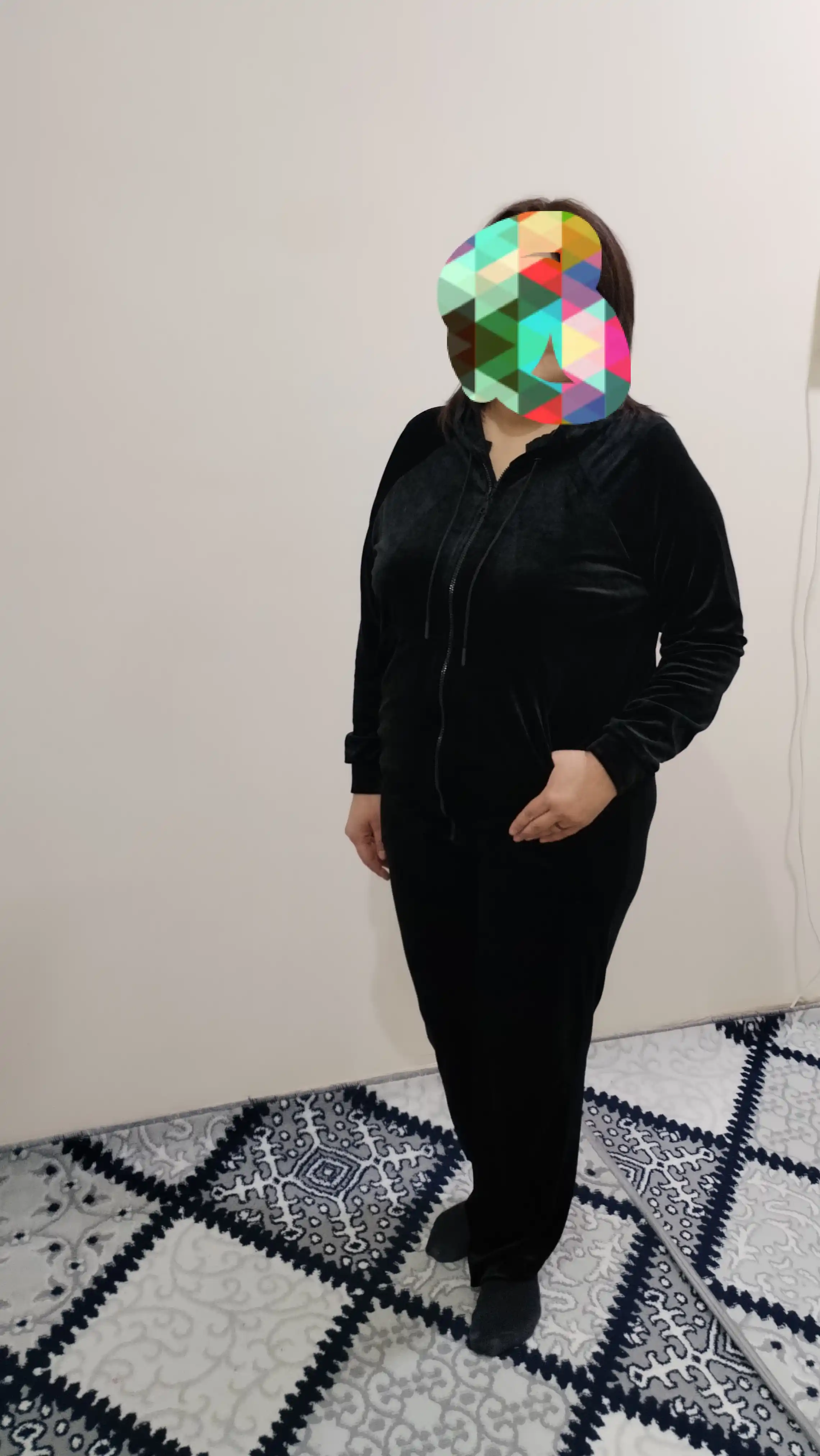 Ayollar kostyumi, zip xudi va shimlar, sport, velur, katta o‘lchamli, 48-64