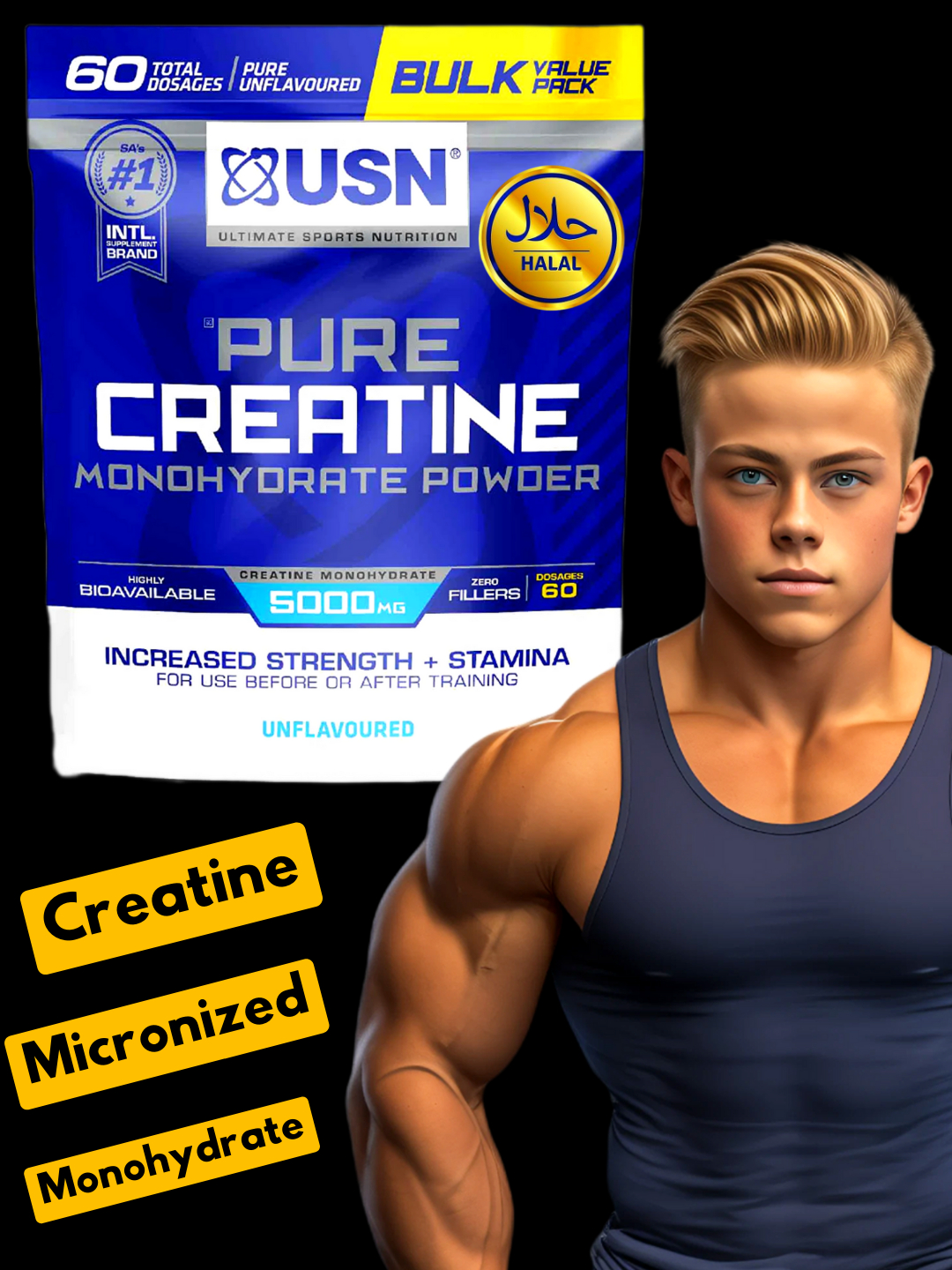 Креатин Моногидрат Pure Creatine USN 5000 mg, 60 порции купить по ...