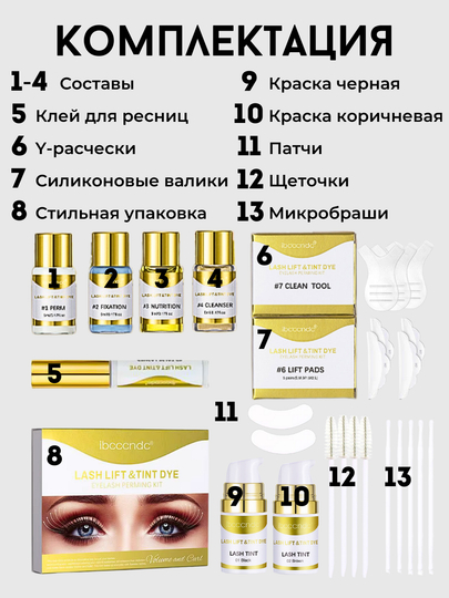 Набор для ламинирования ресниц, долговременная укладка и фиксация