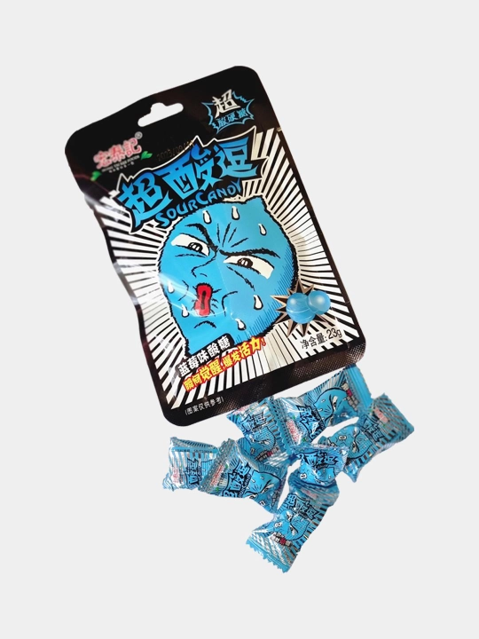 Супер кислые конфеты Sour Candy со вкусом смородины, клубники, лимона, колы 23 г
