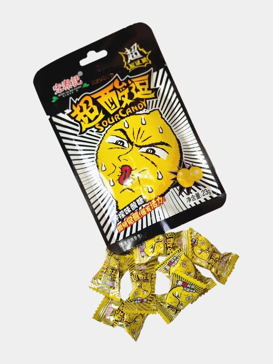 Супер кислые конфеты Sour Candy со вкусом смородины, клубники, лимона, колы 23 г