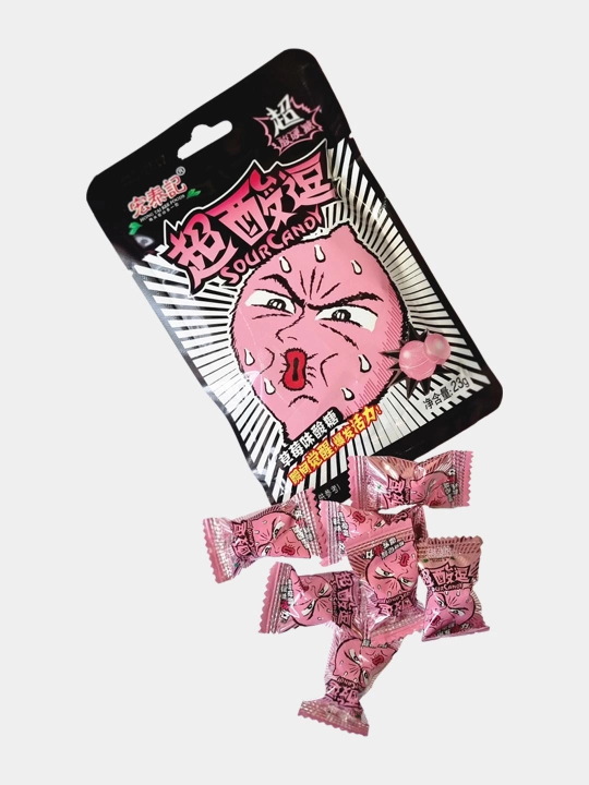 Супер кислые конфеты Sour Candy со вкусом смородины, клубники, лимона, колы 23 г