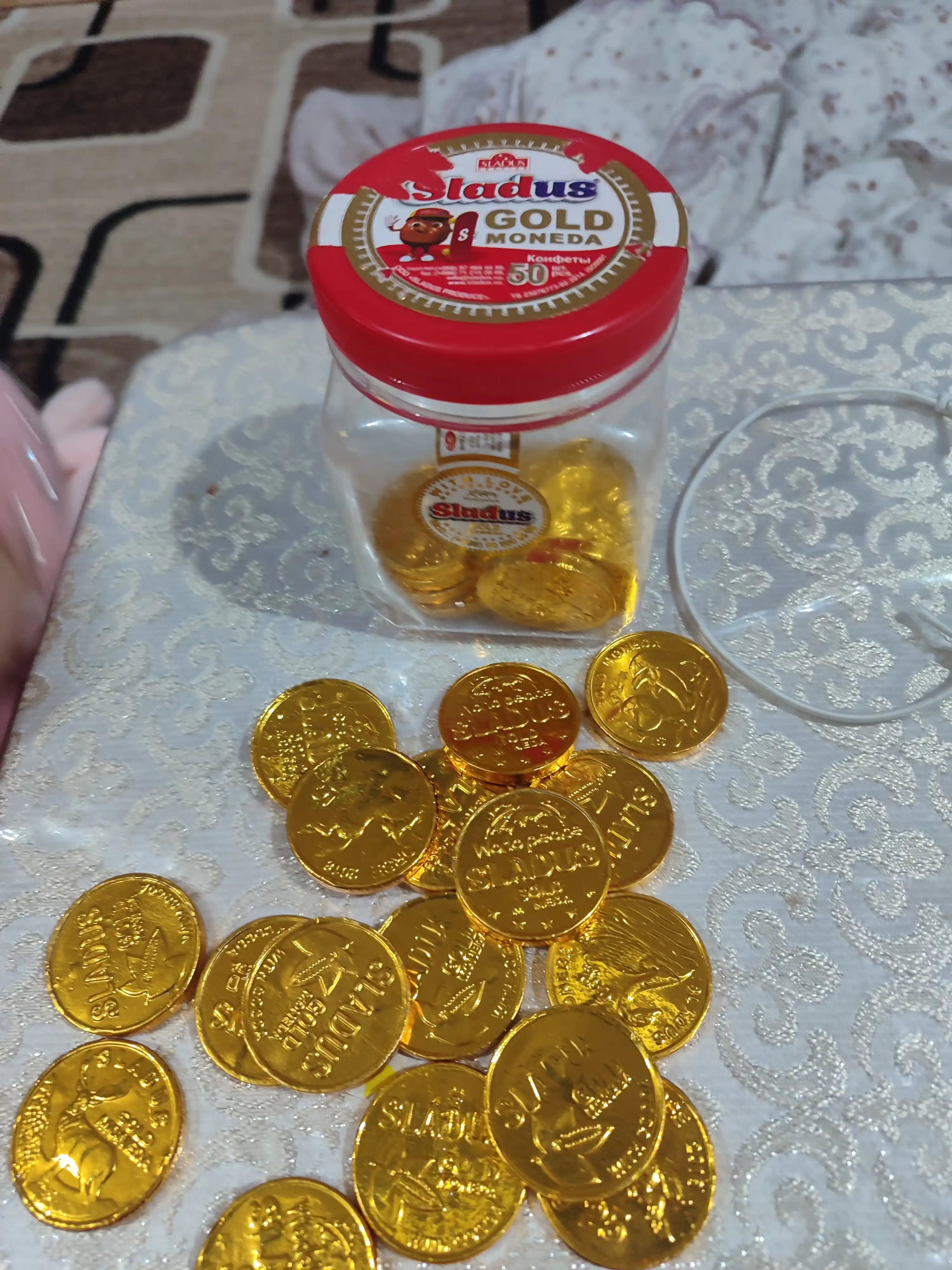 Tangalar shaklidagi sutli shokolad, Sladus Gold Moneda, 300 gr