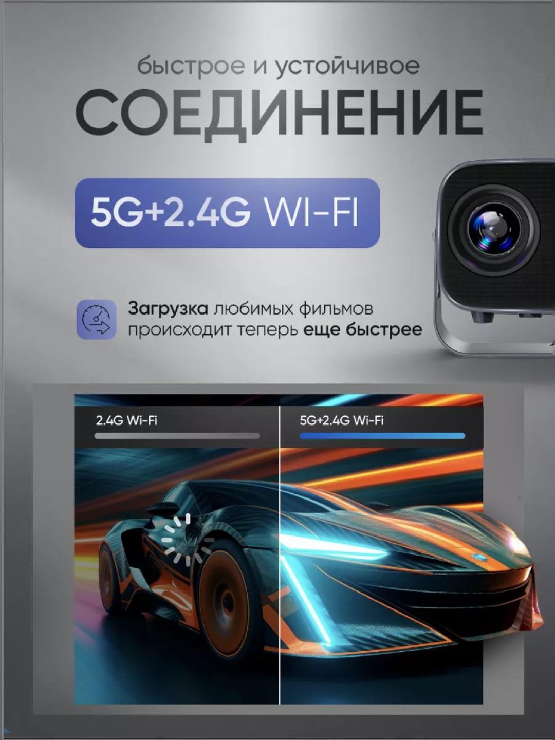Смарт проектор для домашнего кинотеатра, Android 11, 1080 Full HD Wi-Fi 
