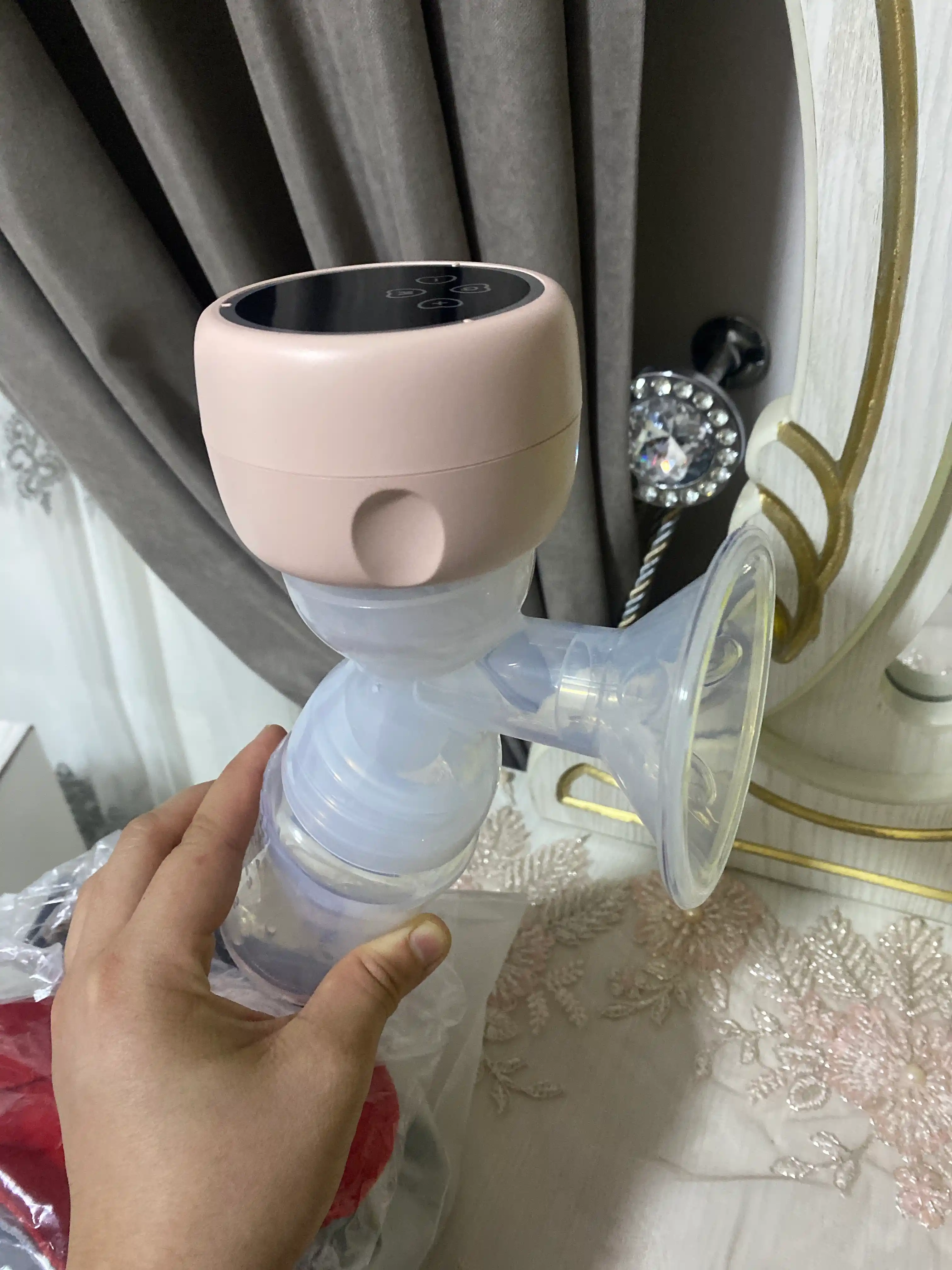 Ko'krak pompasi elektr simsiz, shisha bilan, massaj funktsiyasi bilan