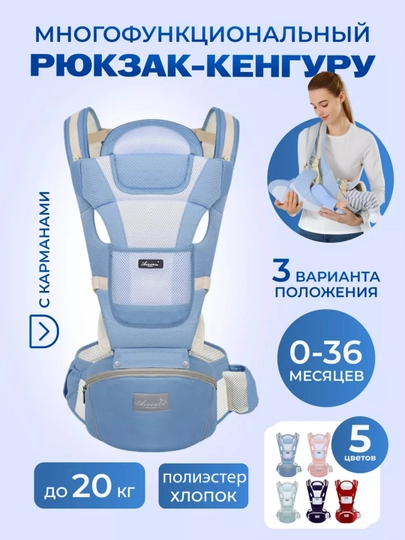 Детский эргорюкзак, сумка-кенгуру — BEBETTO-RUGZAK1-ГОЛУБ