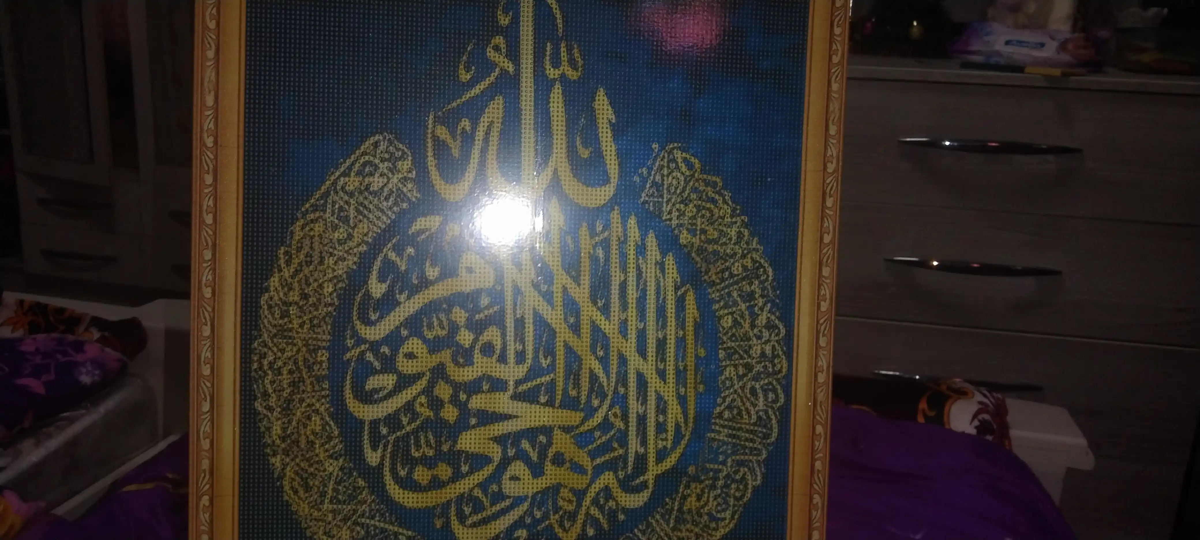 Olmosli toshli mozaika "ISLOM" mavzusida, ramkaga tortilgan, 40*50 sm