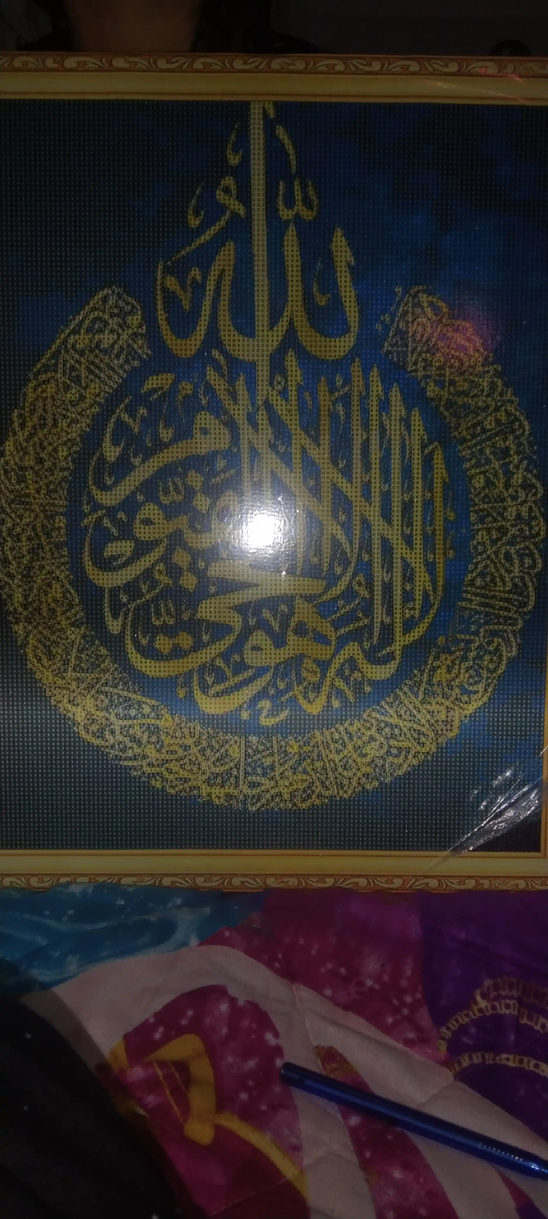 Olmosli toshli mozaika "ISLOM" mavzusida, ramkaga tortilgan, 40*50 sm
