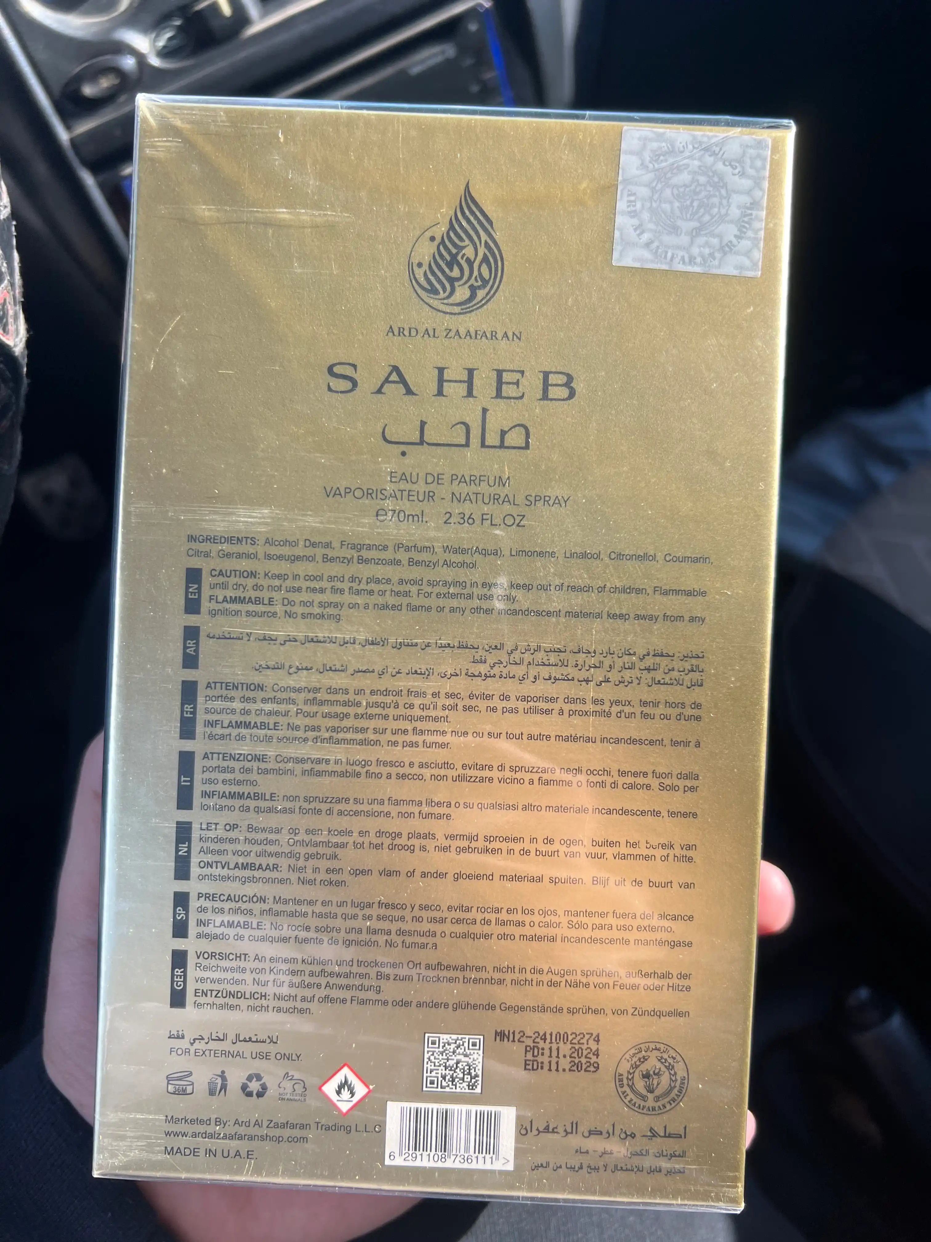 Erkaklar uchun parfyumlangan suv Saheb, 70 ml