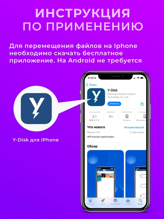 Флешка 4 в 1 для iPhone (до 12), Android, Mac, Window 128 ГБ, 256 ГБ, 512 ГБ, 1 ТБ