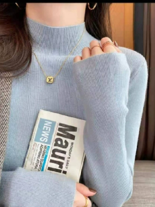 Ayollar sviteri, longsliv, slim-fit, bo'yingacha, chiziqli - 