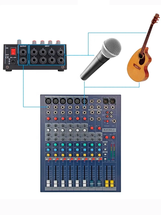 Bloggerlar, strimerlar, qo‘shiqchi va musiqachilar uchun Debra DM-208 mini-portativ audio miksheri