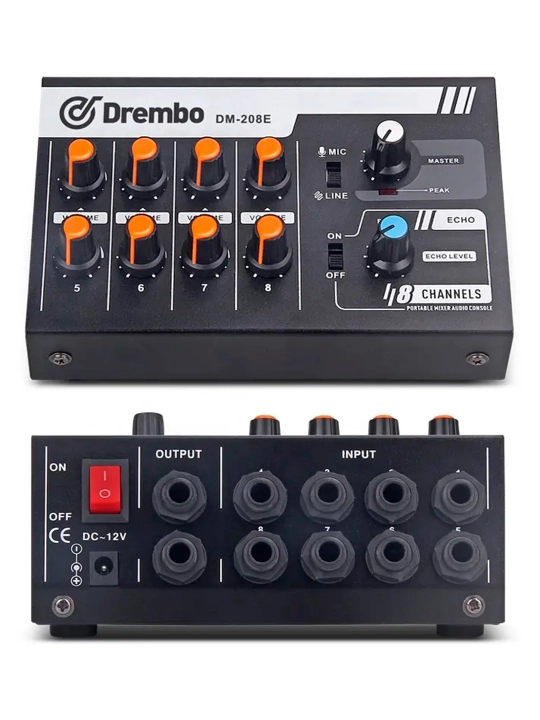 Bloggerlar, strimerlar, qo‘shiqchi va musiqachilar uchun Debra DM-208 mini-portativ audio miksheri