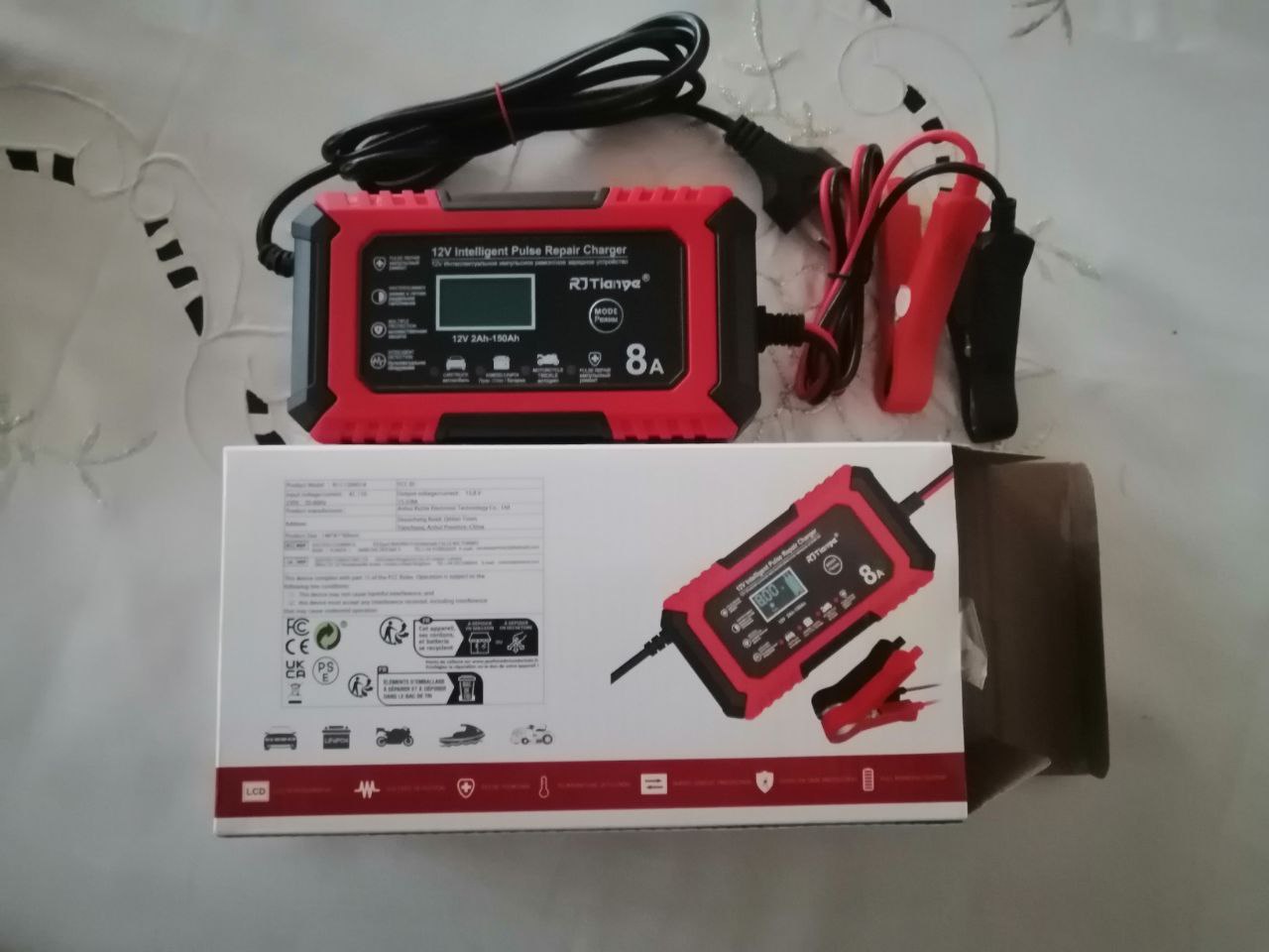 Batareya uchun avtomatik zaryadlovchi, avtomobil 12V, 24V, 6A, 8A, 10A
