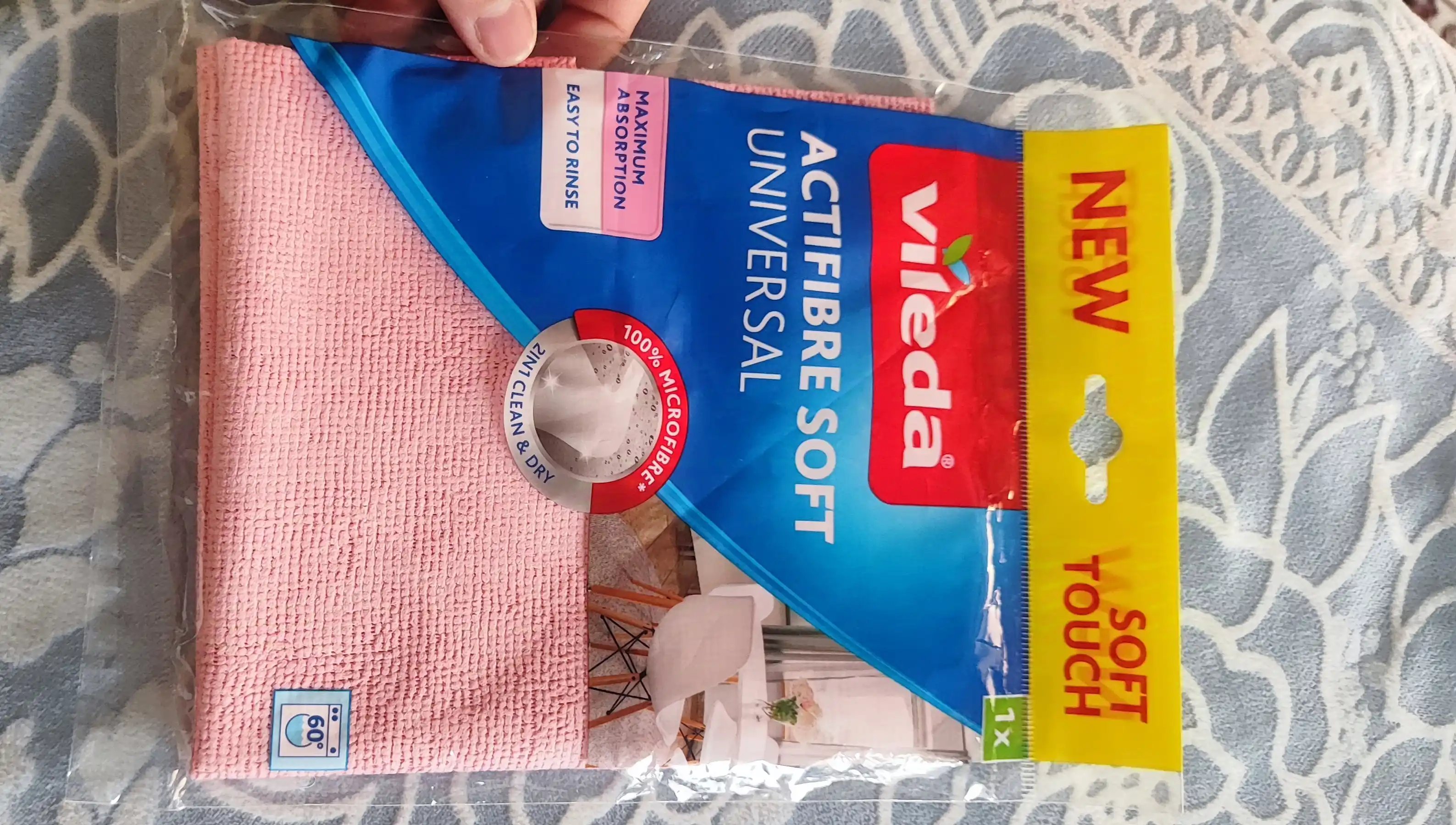 Салфетка для уборки Vileda ActiFibre Soft, из микрофибры, для окон, универсальная