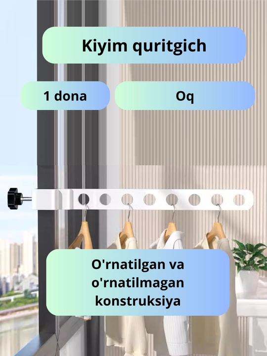 Devorga o‘rnatiladigan yig‘ma kiyim quritgich, uyingiz uchun ixcham va qulay yechim