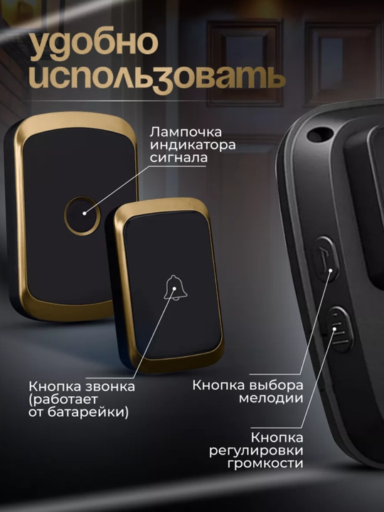 Simsiz eshik jiringlagichi, radio antenna, uy uchun bezak, kabelsiz