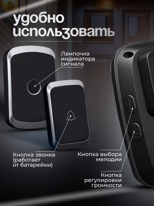 Simsiz eshik jiringlagichi, radio antenna, uy uchun bezak, kabelsiz