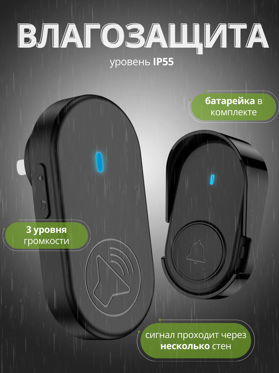 Simsiz eshik jiringlagichi, radio antenna, uy uchun bezak, kabelsiz