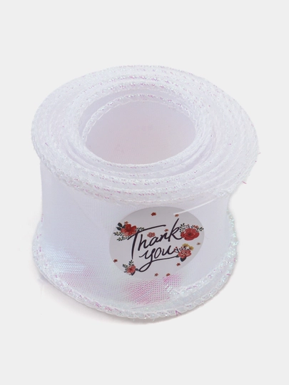 Sovg'alar bezash va o'rash uchun organza tasma,ikki chetiga leska tikilgan,uzunligi 2 metr