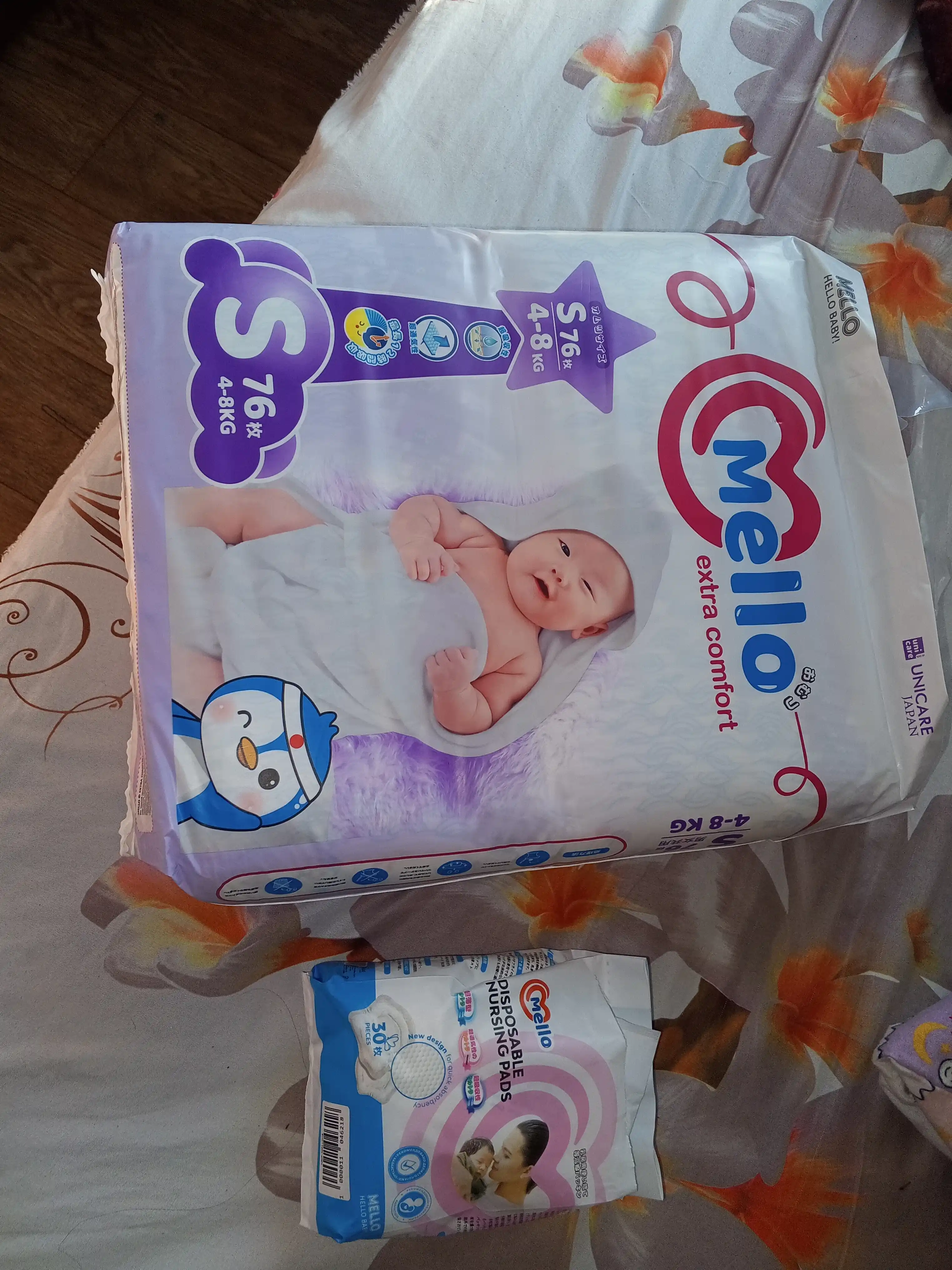 Yangi tug'ilgan chaqaloqlar uchun tagliklar MELLO,  S 4-8 kg, 72 dona