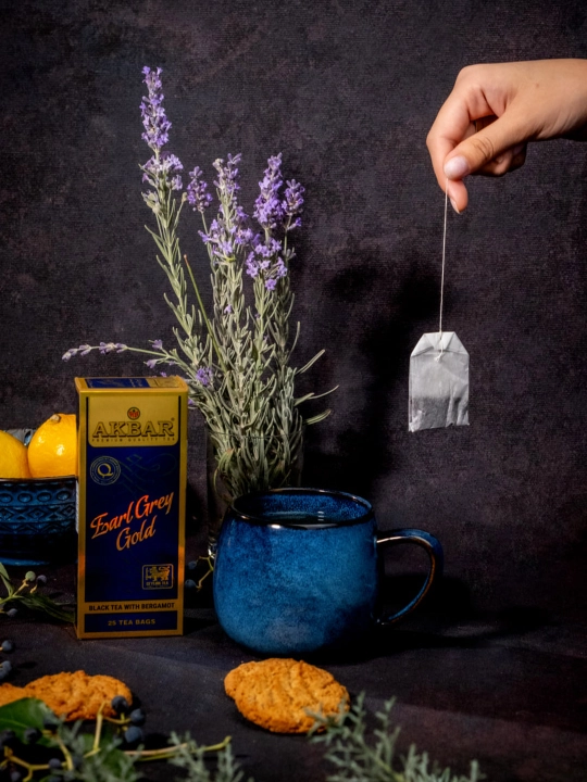 Черный чай Akbar Earl Grey, 25 шт по 2 гр, с ароматом бергамота - 