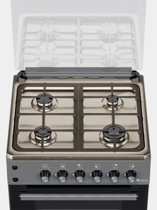 Gaz plita Ideal L165 Inox, 4 gaz konforka, pech hajmi 65 litr, 60 x 60