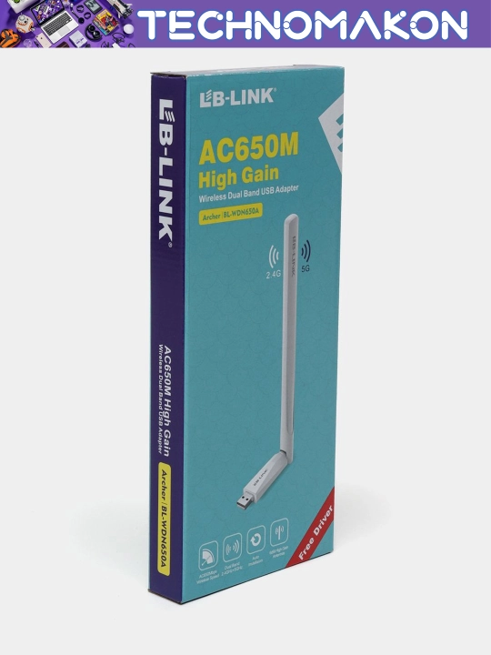 Ikki diapazonli Wi-Fi adapter LB-Link Wifi 2.4 GGs va 5 GGs, 650 Mbps