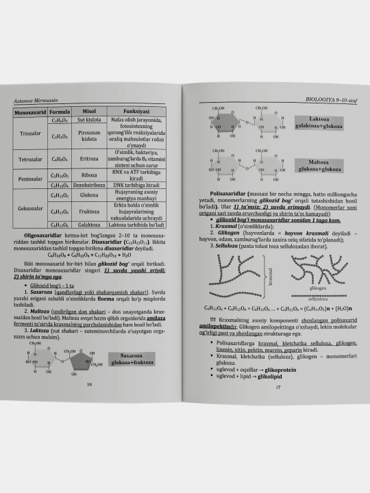 Biologiya 9-10-sinf, qo'llanma, ozbek tilida