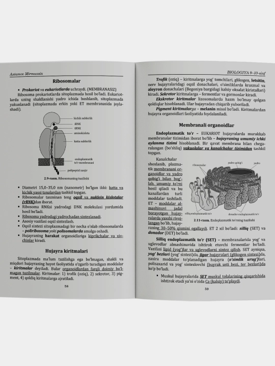 Biologiya 9-10-sinf, qo'llanma, ozbek tilida
