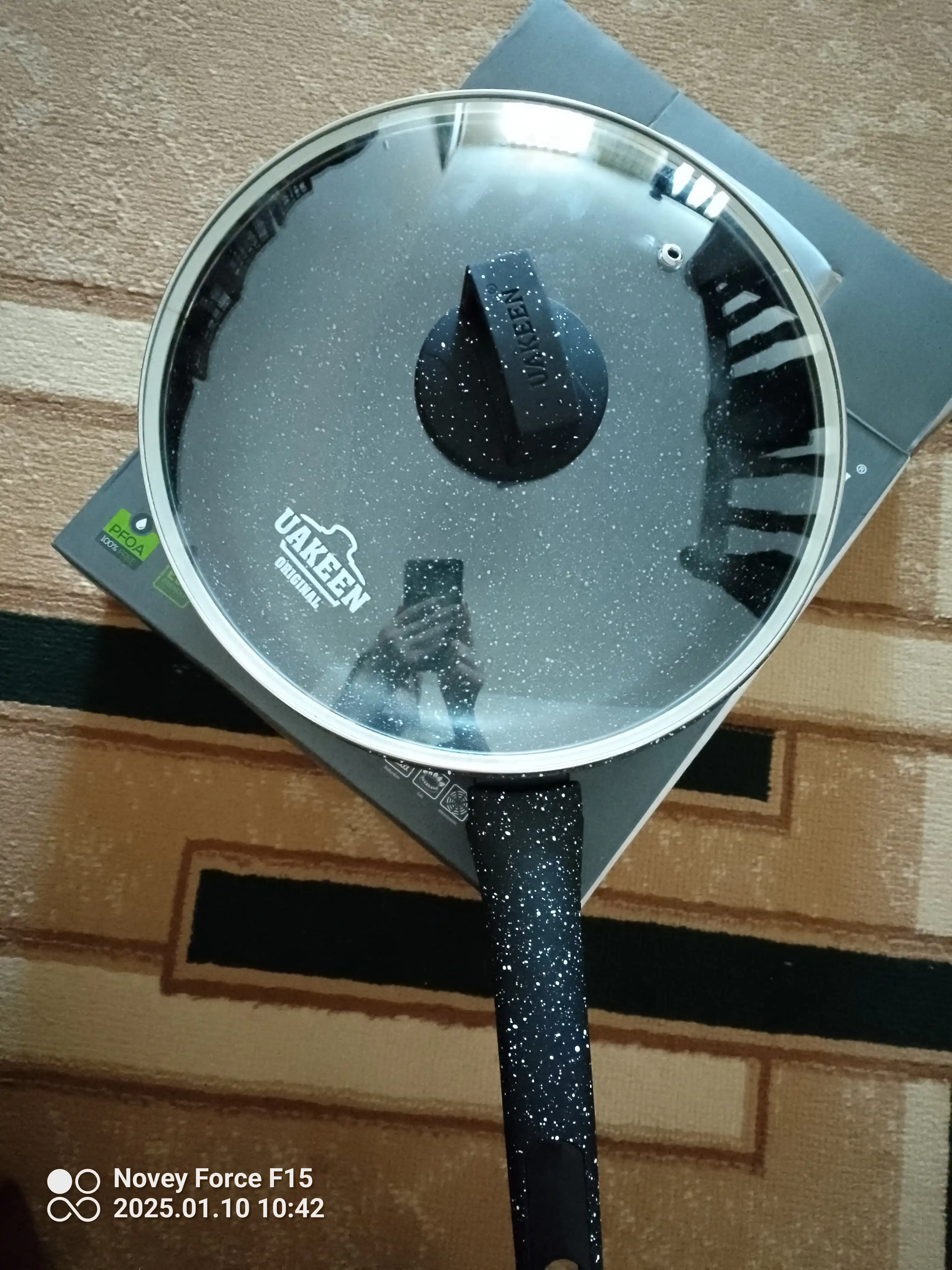 Tova UAKEEN, shisha qopqoq, granit yopishmaydigan qoplamali, 24 / 26 / 28 sm